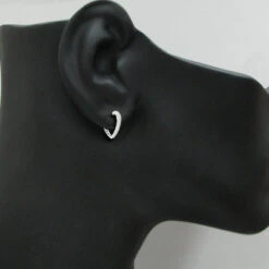 14K White Gold Diamond Heart Hoop Earrings 0.58ct -H'Hen Sale Store 14k diamond heart hoop earrings 058ct p 42953bod