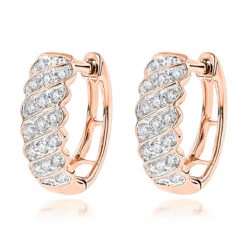 14K Yellow Gold Diamond Hoop Huggie Earrings For Women 0.65ct 12 14K Yellow Gold Diamond Hoop Huggie Earrings For Women 0.65ct -H'Hen Sale Store 14k diamond hoop huggie earrings 065ct p 35720 ro