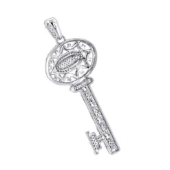 14K Yellow Gold Diamond Key Pendant For Women 1ct -H'Hen Sale Store 14k diamond key necklace 118ct p 40967 backwh