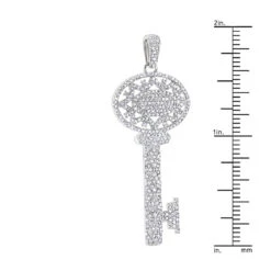 14K Yellow Gold Diamond Key Pendant For Women 1ct -H'Hen Sale Store 14k diamond key necklace 118ct p 40967 rulerwh
