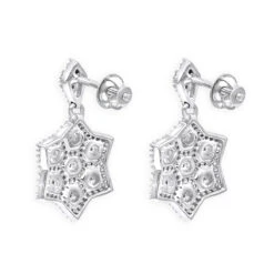 14K White Gold Diamond Star Drop Earrings For Women 0.75ct 11 14K White Gold Diamond Star Drop Earrings For Women 0.75ct -H'Hen Sale Store 14k diamond star of david earrings 075ct p 42033 backwh