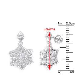 14K White Gold Diamond Star Drop Earrings For Women 0.75ct 13 14K White Gold Diamond Star Drop Earrings For Women 0.75ct -H'Hen Sale Store 14k diamond star of david earrings 075ct p 42033 rulerwh