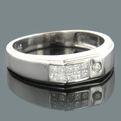 14K White Gold Unique Diamond Wedding Bands For Men Princess Cut Diamonds 3 14K White Gold Unique Diamond Wedding Bands For Men Princess Cut Diamonds