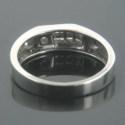 14K White Gold Unique Diamond Wedding Bands For Men Princess Cut Diamonds 4 14K White Gold Unique Diamond Wedding Bands For Men Princess Cut Diamonds - Image 2