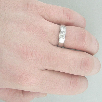 14K White Gold Unique Diamond Wedding Bands For Men Princess Cut Diamonds 5 14K White Gold Unique Diamond Wedding Bands For Men Princess Cut Diamonds - Image 3