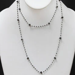 14K White Gold Faceted Black Diamond Bead Necklace Chain 25.25ct -H'Hen Sale Store 14k faceted black diamond bead necklace chain 2525ct p 22559bod