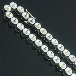 14K White Gold Fancy Color Diamond Chain Necklace Yellow Blue 5.55