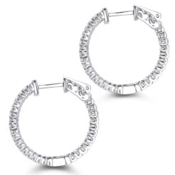 14K White Gold 1 Inch Inside Out Diamond Hoop Earrings 0.6ct By Luxurman -H'Hen Sale Store 14k gold 1 inch inside out diamond hoop earrings 06ct by luxurman backwh