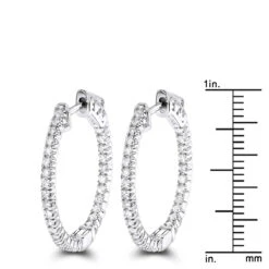 14K White Gold 1 Inch Inside Out Diamond Hoop Earrings 0.6ct By Luxurman -H'Hen Sale Store 14k gold 1 inch inside out diamond hoop earrings 06ct by luxurman rulerwh