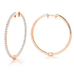14K Yellow Gold 1 Row Inside Out Diamond Hoop Earrings 3.15ct 10 14K Yellow Gold 1 Row Inside Out Diamond Hoop Earrings 3.15ct -H'Hen Sale Store 14k gold 1 row inside out diamond hoop earrings 315ct p 5996 ro