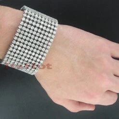 14K White Gold 10 Row Men's Diamond Bracelet Cuff 30.60ct -H'Hen Sale Store 14k gold 10 row mens diamond bracelet cuff 3060ct p 6724bod