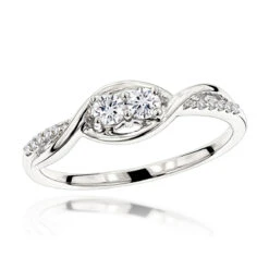 14K White Gold 2 Stone Infinite Love And Friendship Diamond Ring For Women 0.25ct