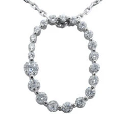 14K White Gold 21 Stone Diamond Journey Necklace 0.50ct