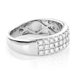 14K White Gold 3 Row Diamond Ring 1.35ct Luxurman Wedding Band 10 14K White Gold 3 Row Diamond Ring 1.35ct Luxurman Wedding Band -H'Hen Sale Store 14k gold 3 row diamond ring 135ct p 40384 backwh