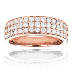 14K White Gold 3 Row Diamond Ring 1.35ct Luxurman Wedding Band 9 14K White Gold 3 Row Diamond Ring 1.35ct Luxurman Wedding Band -H'Hen Sale Store 14k gold 3 row diamond ring 135ct p 40384 ro