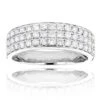 14K White Gold 3 Row Diamond Ring 1.35ct Luxurman Wedding Band -H'Hen Sale Store 14k gold 3 row diamond ring 135ct p 40384 wh