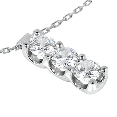 14K White Gold 3 Stone Diamond Journey Pendant 0.60ct 4 14K White Gold 3 Stone Diamond Journey Pendant 0.60ct - Image 2