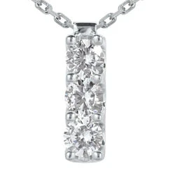 14K White Gold 3 Stone Diamond Journey Pendant 0.60ct