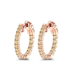 14K Yellow Gold 3/4in Inside Out Yellow Diamond Hoop Earrings 1 Carat By Luxurman -H'Hen Sale Store 14k gold 34in inside out yellow diamond hoop earrings 1 carat by luxurman ro