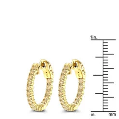 14K Yellow Gold 3/4in Inside Out Yellow Diamond Hoop Earrings 1 Carat By Luxurman -H'Hen Sale Store 14k gold 34in inside out yellow diamond hoop earrings 1 carat by luxurman rulerye