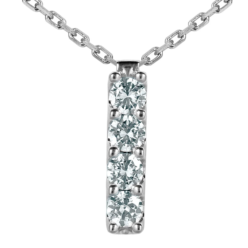 14K White Gold 4 Stone Diamond Journey Necklace 0.40ct 3 14K White Gold 4 Stone Diamond Journey Necklace 0.40ct