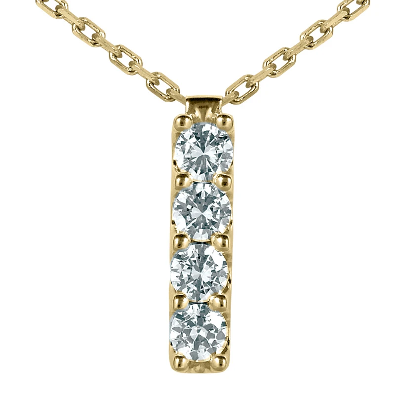 14K White Gold 4 Stone Diamond Journey Necklace 0.40ct 4 14K White Gold 4 Stone Diamond Journey Necklace 0.40ct - Image 2