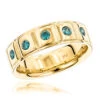 14K Yellow Gold 5 Blue Diamond Wedding Band 0.3ct Comfort Fit Five Stone Ring