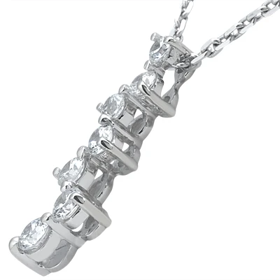 14K White Gold 7 Stone Diamond Journey Necklace 0.50ct 4 14K White Gold 7 Stone Diamond Journey Necklace 0.50ct - Image 2