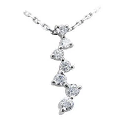 14K White Gold 7 Stone Diamond Journey Necklace 2.50ct