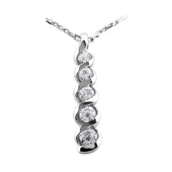 14K White Gold Designer 5 Stone Diamond Journey Necklace 2ct