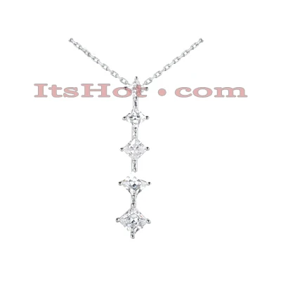 14K White Gold 5 Stone Diamond Journey Necklace 3.9ct 3 14K White Gold 5 Stone Diamond Journey Necklace 3.9ct