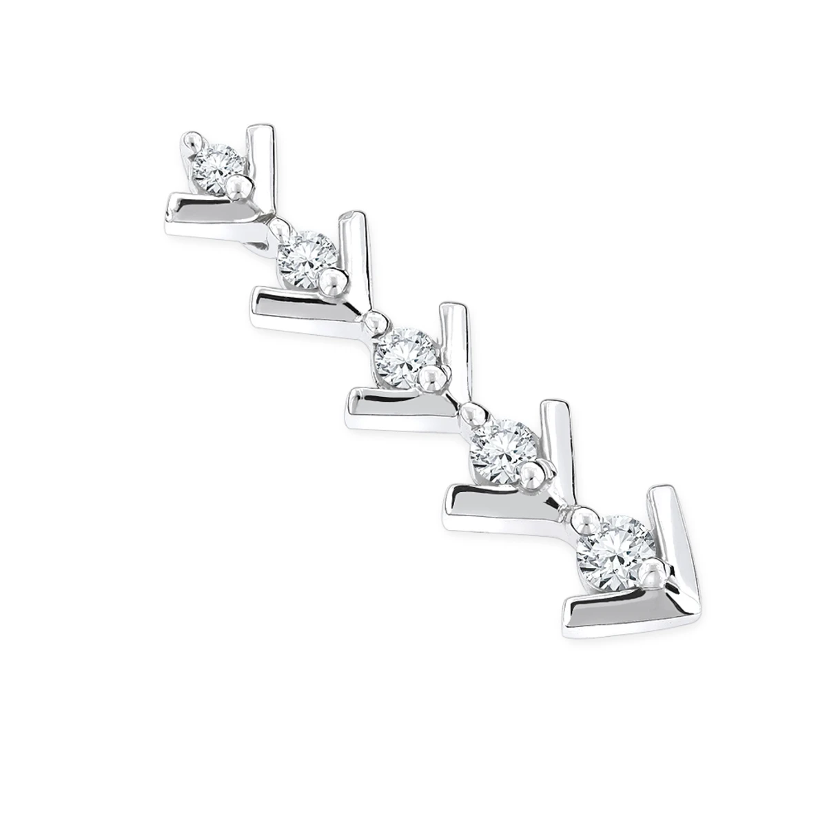 14K White Gold Designer 5 Stone Diamond Journey Pendant 0.25ct 3 14K White Gold Designer 5 Stone Diamond Journey Pendant 0.25ct