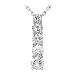 14K White Gold Designer 5 Stone Round Cut Diamond Journey Pendant 0.50ct
