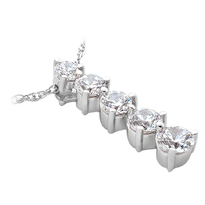 14K White Gold Handmade 5 Stone Diamond Journey Pendant 0.50ct 4 14K White Gold Handmade 5 Stone Diamond Journey Pendant 0.50ct - Image 2