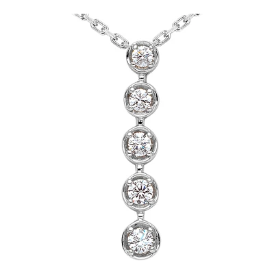 14K White Gold 5 Stone 4 Prong Set Diamond Journey Pendant 0.50ct 3 14K White Gold 5 Stone 4 Prong Set Diamond Journey Pendant 0.50ct