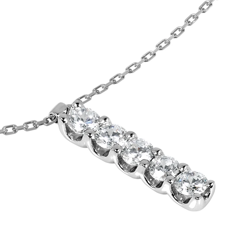 14K White Gold Designer 5 Stone Diamond Journey Pendant 0.75ct 6 14K White Gold Designer 5 Stone Diamond Journey Pendant 0.75ct - Image 4