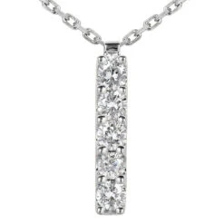 14K White Gold Designer 5 Stone Diamond Journey Pendant 0.75ct