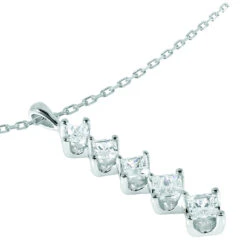 14K White Gold 5 Stone Diamond Journey Pendant For Women 1.08ct -H'Hen Sale Store 14k gold 5 stone diamond journey pendant 108ct p 28134 additional white