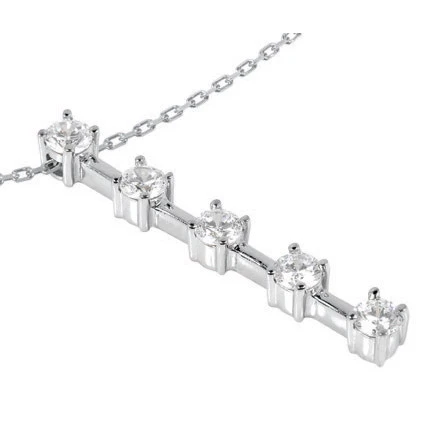 14K White Gold 5 Stone Diamond Journey Pendant 1.75ct 4 14K White Gold 5 Stone Diamond Journey Pendant 1.75ct - Image 2