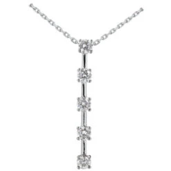 14K White Gold 5 Stone Diamond Journey Pendant 1.75ct