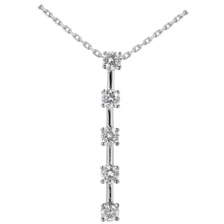 14K White Gold 5 Stone Diamond Journey Pendant 1.75ct 3 14K White Gold 5 Stone Diamond Journey Pendant 1.75ct