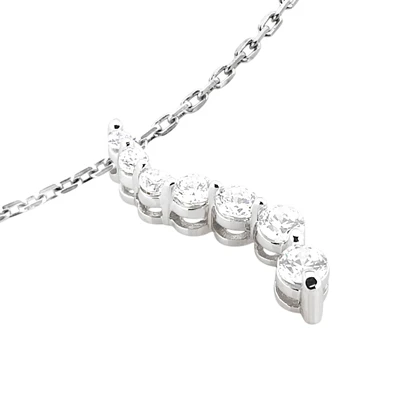 14K White Gold 7 Stone Diamond Journey Pendant 0.50ct 4 14K White Gold 7 Stone Diamond Journey Pendant 0.50ct - Image 2