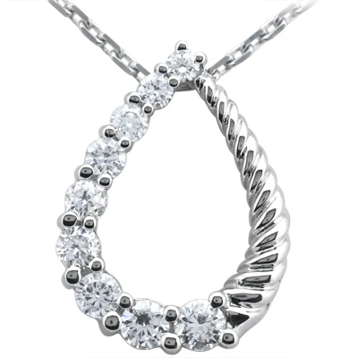 14K White Gold 9 Stone Diamond Journey Necklace 0.75ct 3 14K White Gold 9 Stone Diamond Journey Necklace 0.75ct