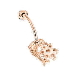 14K Rose Gold Diamond 0.42ct Dolphin Belly Button Ring 10 14K Rose Gold Diamond 0.42ct Dolphin Belly Button Ring -H'Hen Sale Store 14k gold and diamond body jewelry piece 035ct p 5868 backro