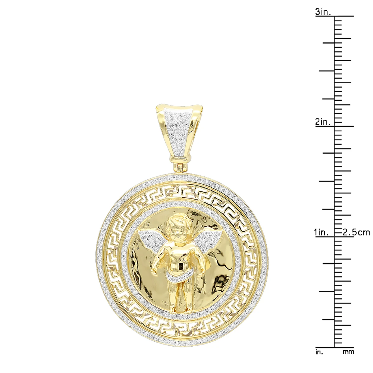 14K Yellow Gold Baby Angel Diamond Medallion Pendant For Men 0.95ct By Luxurman 8 14K Yellow Gold Baby Angel Diamond Medallion Pendant For Men 0.95ct By Luxurman - Image 6
