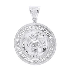 14K Yellow Gold Baby Angel Diamond Medallion Pendant For Men 0.95ct By Luxurman 9 14K Yellow Gold Baby Angel Diamond Medallion Pendant For Men 0.95ct By Luxurman -H'Hen Sale Store 14k gold baby angel diamond medallion pendant for men 095ct by luxurman wh