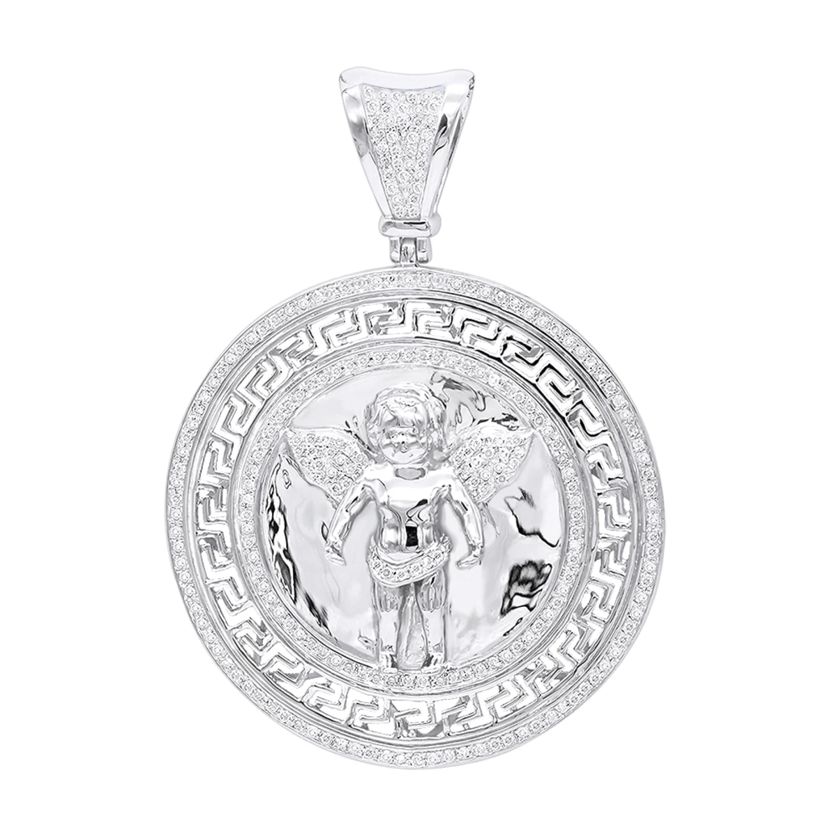 14K Yellow Gold Baby Angel Diamond Medallion Pendant For Men 0.95ct By Luxurman 4 14K Yellow Gold Baby Angel Diamond Medallion Pendant For Men 0.95ct By Luxurman - Image 2