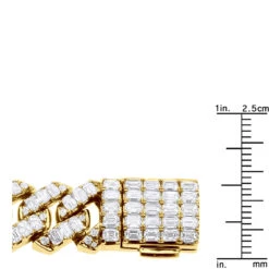 14K Yellow Gold Baguette Diamond Cuban Link Chain 12mm 1/2in 52.6ct -H'Hen Sale Store 14k gold baguette diamond cuban link chain 12mm 12in 526ct 804086 ruler yellow