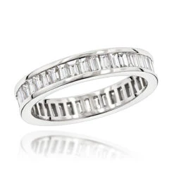 14K White Gold Baguette Diamond Eternity Ring 2.72ct