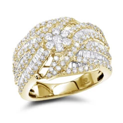14K White Gold Baguette Round Diamond Ladies Cocktail Ring 2.25ct By Luxurman -H'Hen Sale Store 14k gold baguette round diamond ladies cocktail ring 225ct by luxurman ye